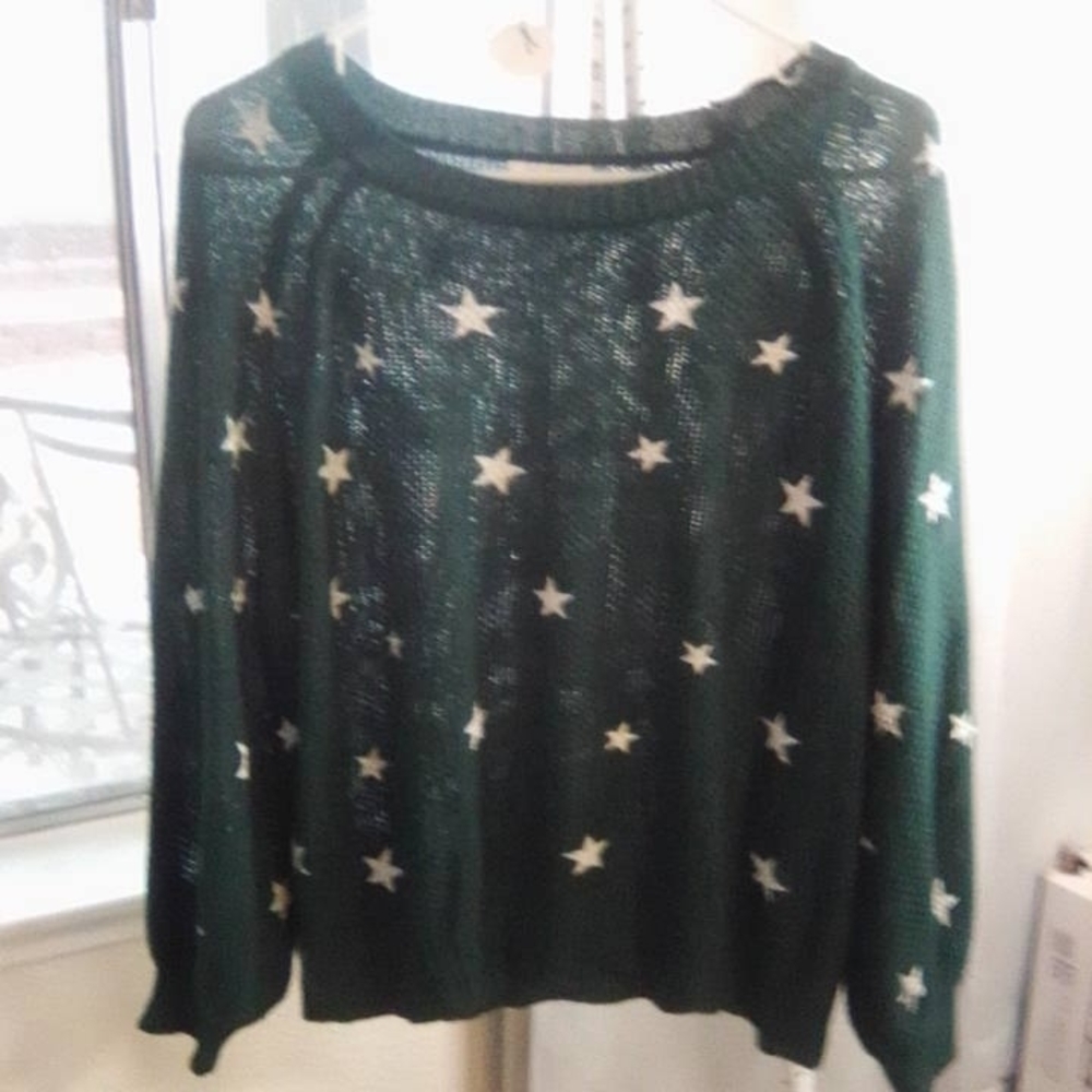 Umgee Dark Green Sweater with White Stars